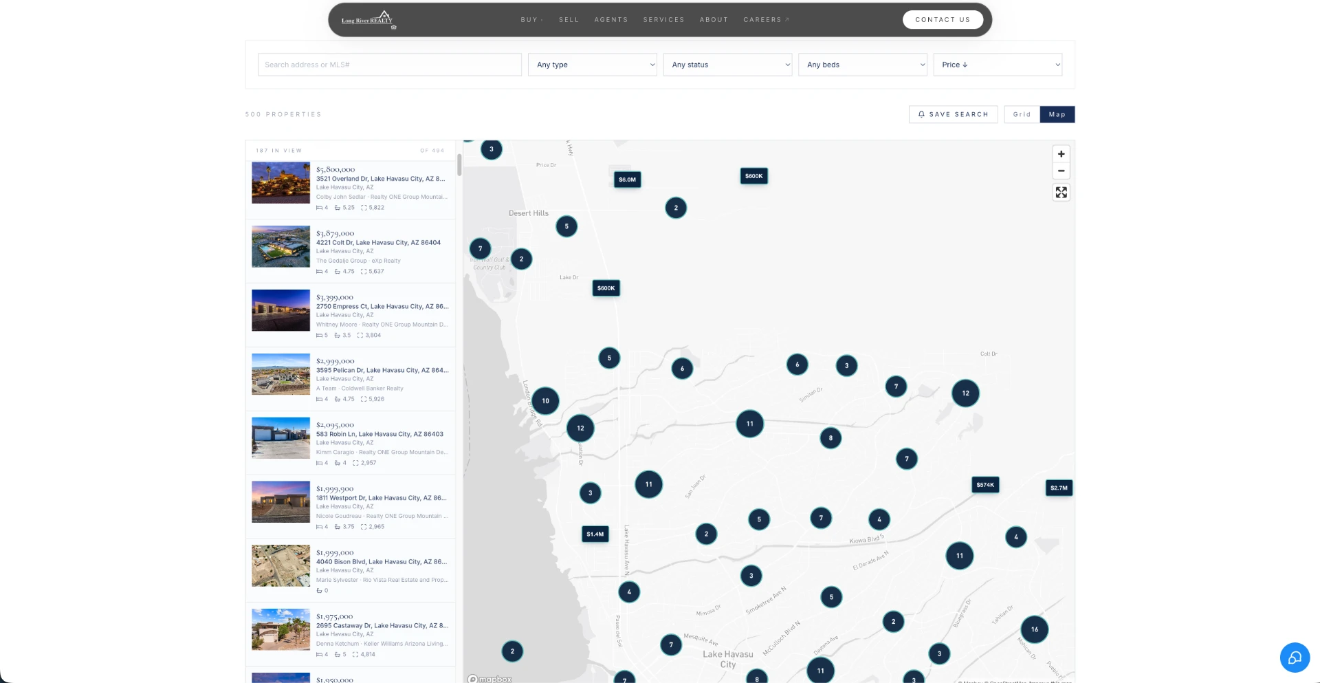 IDX property search with map and listing results