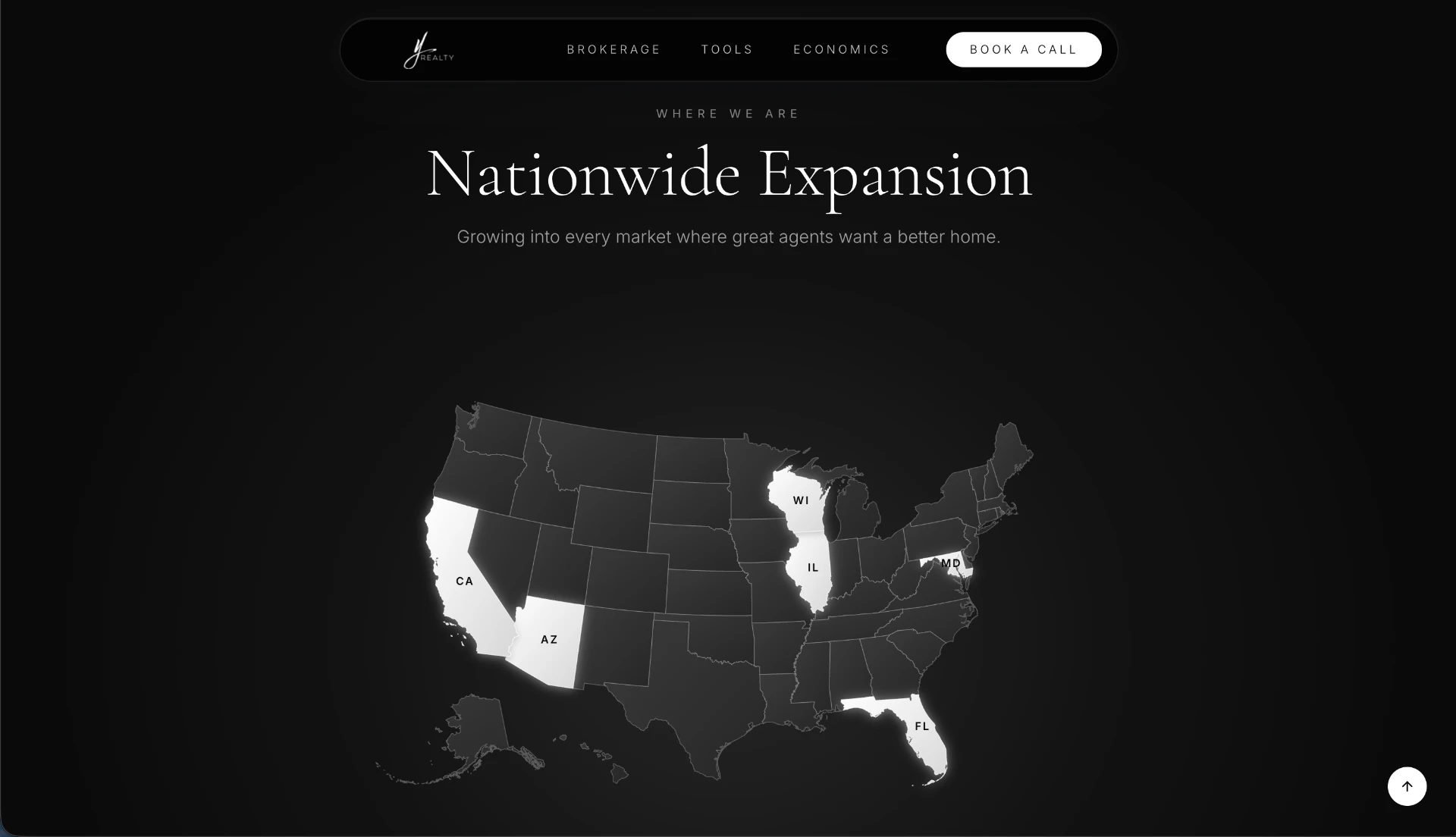 Y Realty recruiting website homepage built with Capped