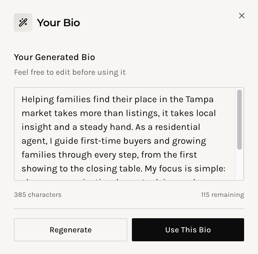 AI writes the bio