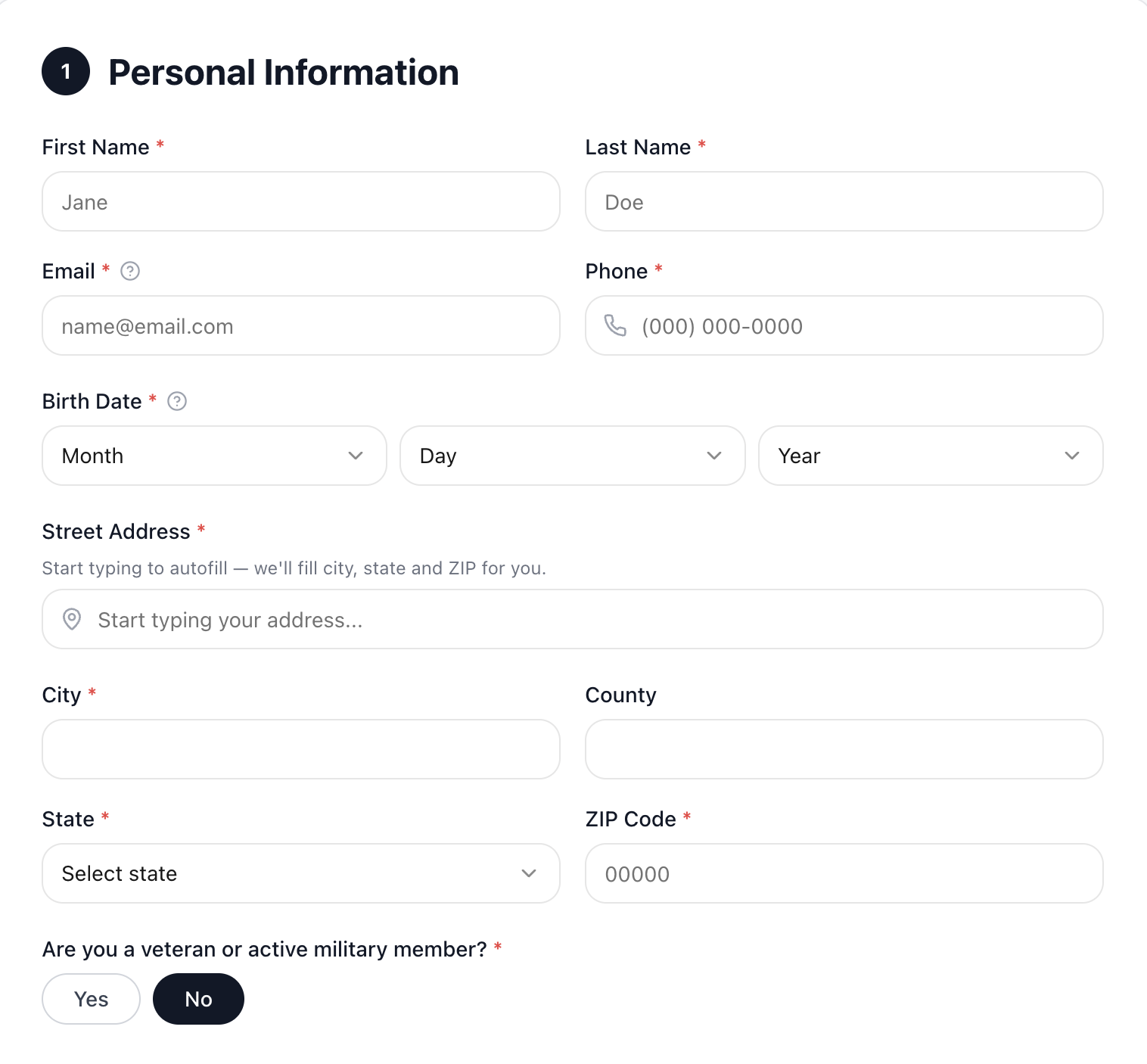 Branded agent application form collecting licence details, production history, and contact information